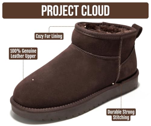 Image of 100% Genuine Leather Womens Boots Fur-Lined Booties Ankle Boots for Women