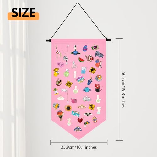 Kunyeah Wall Hanging Brooch Organizer Storage Case Colorful Canvas Pin Board Stand Enamel Pin Badge Hanging Holder Display Banner Earrings Collection Holder - Image 4