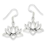 Dangle Open Lotus Flower Yoga .925 Sterling Silver Blooming Balance Earrings