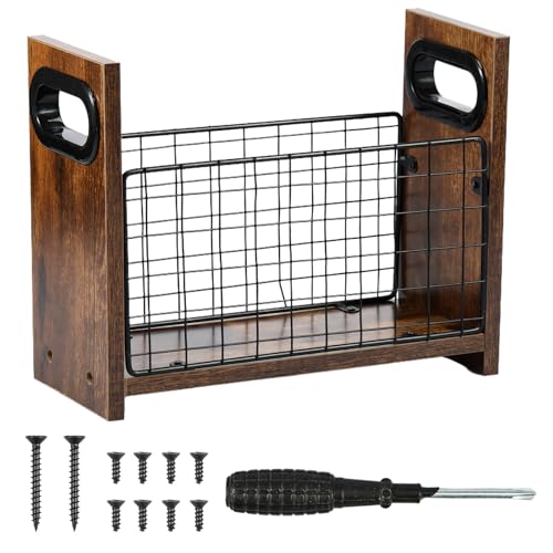 Magazine Holder Metal and Wood Magazine Rack Floor Farmhouse Newspaper File Holder Organizer Decorative Magazines Storage Basket for Letters Magazines Books Newspapers