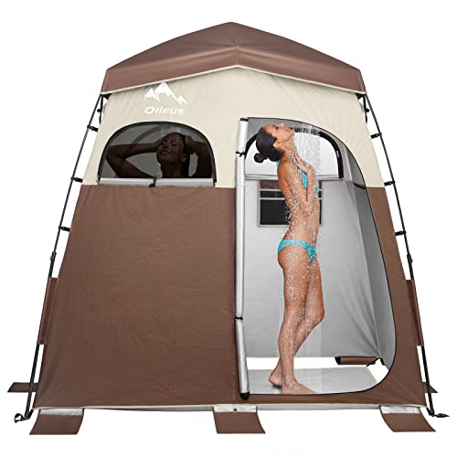 Oileus Pop Up Camping Shower Tent 2 Room, Oversize Space Privacy Tents, Portable Toilet Tent, Camping Shelters, Privacy Changing Room for Outdoor