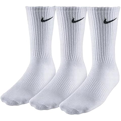 Mens NIKE 3 pair pack white cotton cushioned crew sport socks Cover
