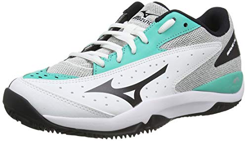 Mizuno Wave Flash CC, Zapatillas de Tenis Unisex Adulto, Blanco (Wht/Black/Atlantis 09), 39 EU