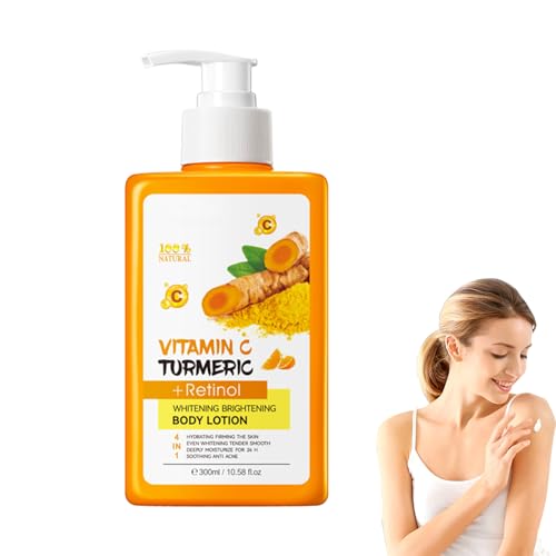 Balsam do ciała z witaminą C, kurkumą i retinolem 300 ml, intensywnie pielęgnuje, pomaga przy równomiernym odcieniu skóry i promiennej, odświeżonej skórze