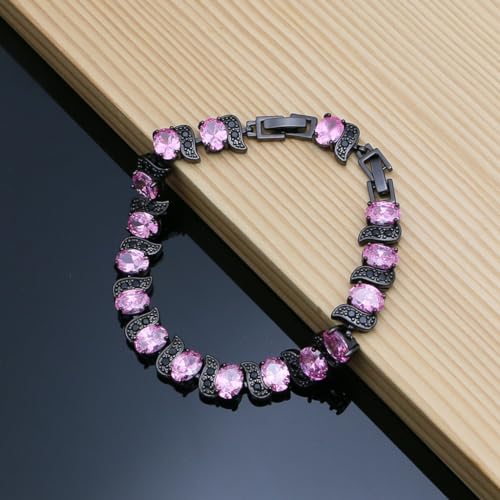Image of LMXXVJ Fashion Tennis Bracelet Created Emerald White Gold Plated Charm Bracelet Gifts Jewelry for Women