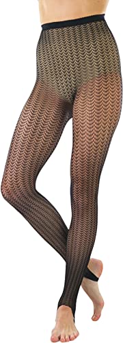 Image of ToBeInStyle Women's Single Floral Lace Fishnet Tights Footless & Stirrup Design
