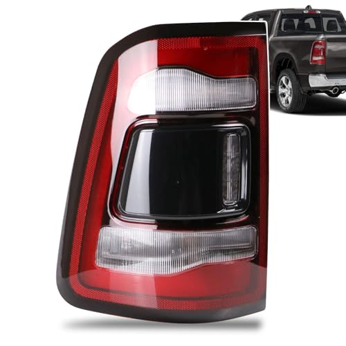 Lathsy LED Tail Light Black Cover with Blind Spot Compatible With 2019-2023 Dodge Ram 1500 Left Driver Side Replace 68262533AH