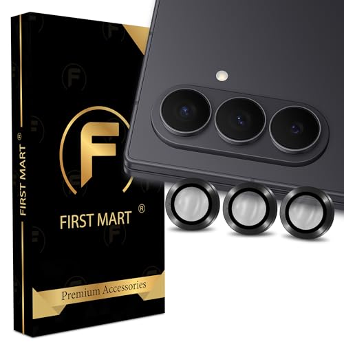 Image of FIRST MART Black Camera Ring Guard Protector for Samsung Galaxy Z Fold 7 | Tempered Glass with Metal Alloy Rings, HD Clear, Scratch Resistant, Case-Friendly | Pack of 1