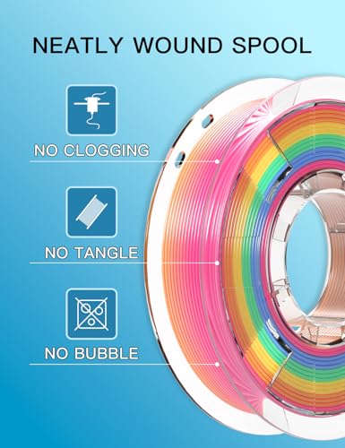 Image of PINBALL Silk & Matte Rainbow PLA 3D Printer Filament 1.75mm, 250g*4 | Multicolor Filament, Shiny Fast Color Changing, Dimensional Accuracy + /- 0.02mm