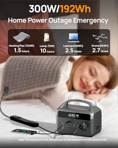 DaranEner Portable Power Station 60,000mAh, 192Wh LiFePO4 Battery Backup w/2 300W (Surge 600W) AC Outlets, 2H Fast Charging, Power Bank for Hurricane Emergency/Home/Outdoor Camping/RVs Use - Image 4