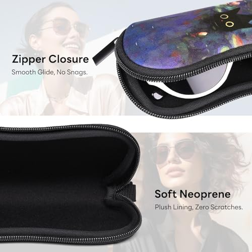 Image of Sunglasses Case with Belt Clip, Ultra Light Neoprene Zipper Soft Padded Glasses Case for Women Men