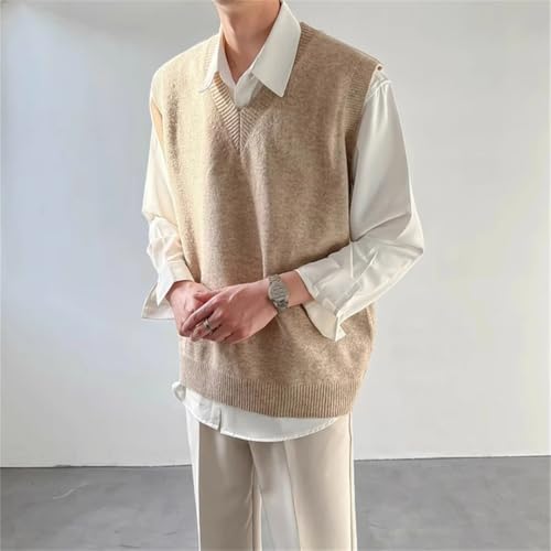 Men’S Vintage Slim Fit V-Neck Sweater Vest Sleeveless Knit Pullover Tank Top4
