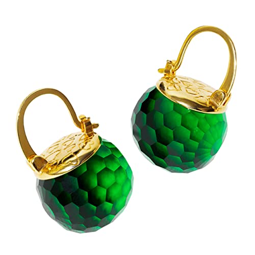 Image of Crystal Earrings for Women, Sparkly Austrian Crystal Disco Ball Earrings, 18K Gold Plated Post Drop Earrings with Colorful Spheres, Hypoallergenic & Lightweight, Ideal Gift for Her