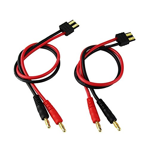 FLY RC 2pcs RC Lipo Battery Charge Cable with 4.0mm Gold Plated Banana Plug 14AWG Silicone Wire for Traxxas Charger Lead Lipo Battery