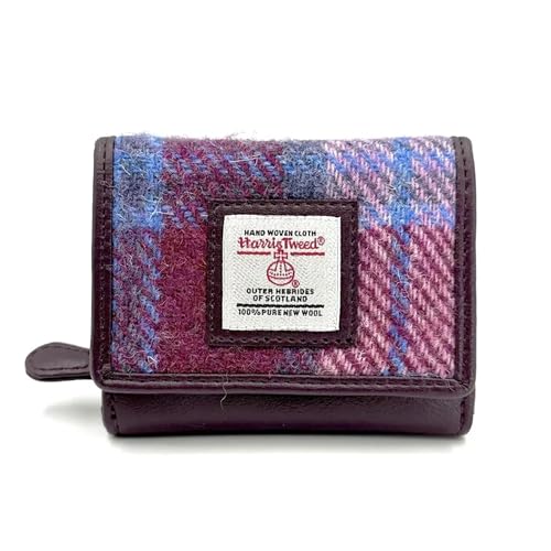 Maccessori 正規品 ハリスツイード 三つ折り財布 ヴィーガンレザー コンパクト スコットランドデザイン 寸法: 4.12インチ x 3.35インチ x 1.35インチ, パステルピンク, 4.13” x 3.34” x 1.37”, クラシック