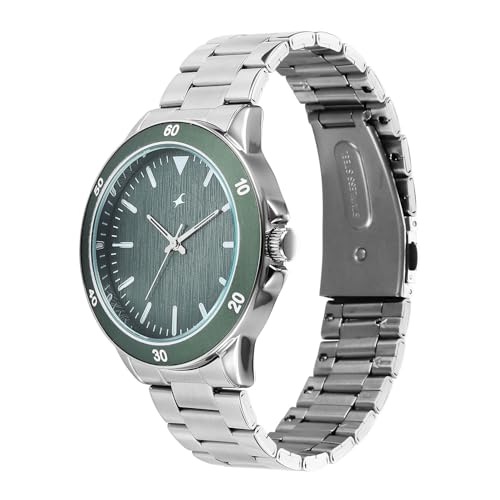 Image of Fastrack Stunners X Quartz Analog with Green Dial Steel Stainless Steel Strap Watch for Men - 38160KM02
