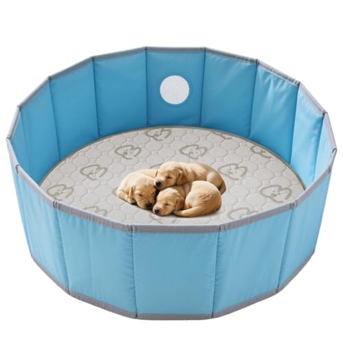 Image of FXW Washable Pee Pads for Dogs, Leak-Proof & Non-Slip, Specifically Designed for Whelping Box, 36 inch Round, Khaki, 1 Pack