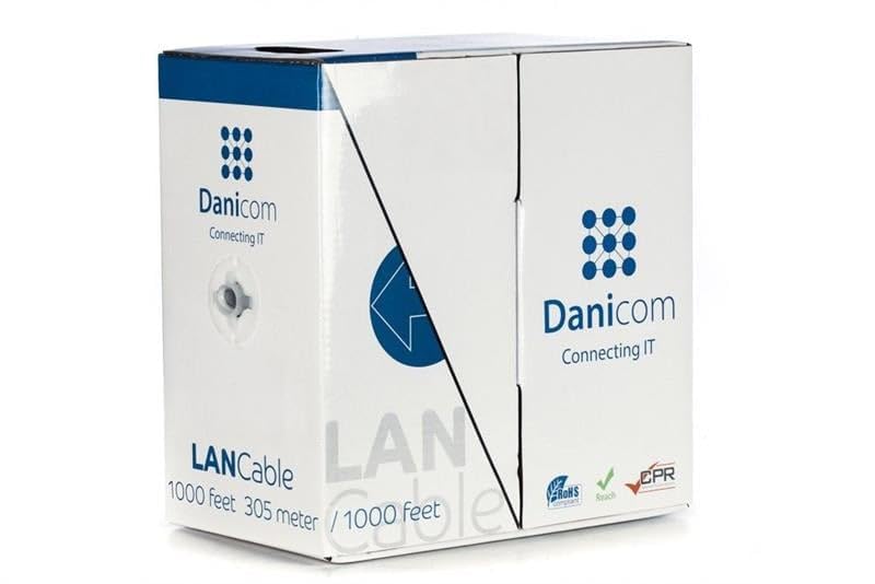Danicom - Cable rígido (CAT5E U/UTP CCA, 305M, POE, Ethernet, LAN, cable de conexión, cable de datos, RJ45, para gabinete de servidor, interruptores, routers, módems!