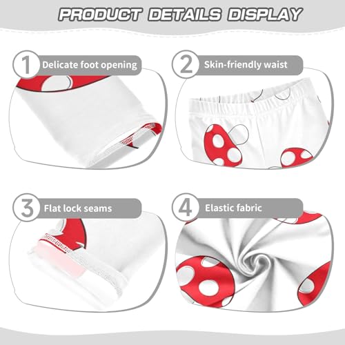 Red Mushroom Girls Leggings,Workout Leggings for Girls Toddler Athletic Legging Size for 3-10T3
