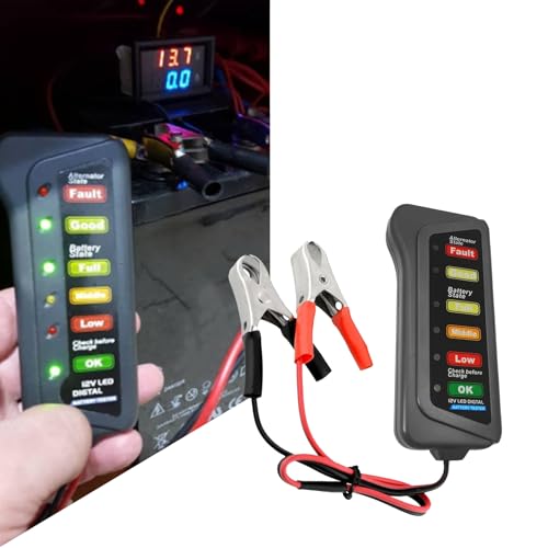 WINUERK 12V Car Battery Tester and Alternator Tester, Automotive Load Tester Indicator, 12 Volt Auto Check for Automobile