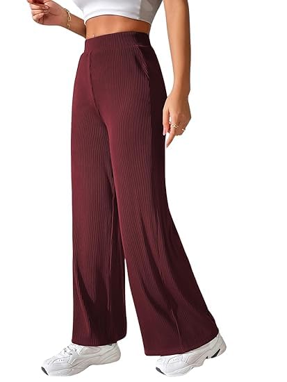 Image of Prenuem Women's High Waist Flared Korean Trousers, Trendy Casual Wear for Daily & Travel Use (Available in Plus Size)