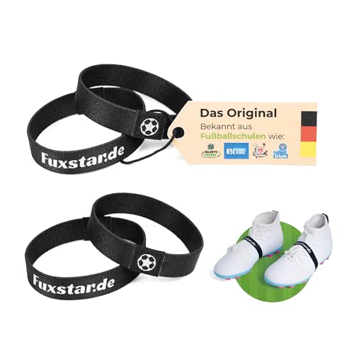 FUXSTAR - Das Schnürsenkel-Fixierband für Fußballschuhe Schnürsenkel Halter gegen aufgehende Schleifen bekannt aus Profi-Fußballcamps aus nachhaltigem rPET (2 Paar)