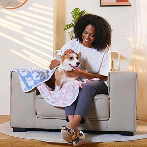 1 Pack 3 Blankets Super Soft Fluffy Premium Cute Elephant Pattern Pet Blanket Flannel Throw For Dog Puppy Cat Blue/Pink/Yellow Medium(30X20 Inch) #TOP3