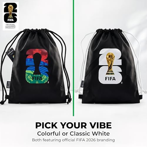 Image of FIFA World 2026 Cup Official Licensed Drawstring Backpack Bag, Sports Gym Sackpack for Adults Men Women Outdoor Travel Beach (Black+Colorful)