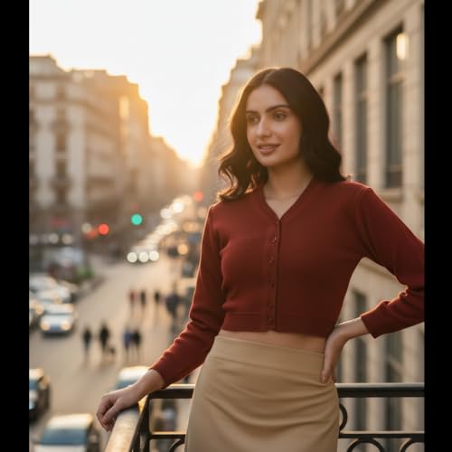 Image of Women Winter Wear V-Neck Full Sleeves Regular Fit Woollen Blouse