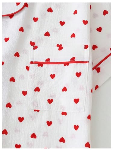 Image of SHENHE Women's 2 Piece Pajama Set Bow Graphic Button Down Short Sleeve Lapel Shirt Pj Short Set