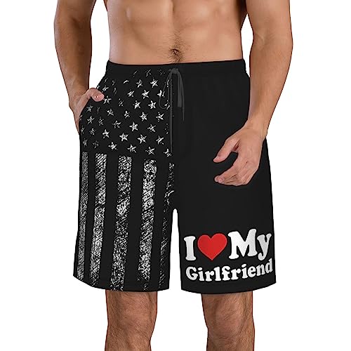 I Love My Girlfriend I Heart My Girlfriend Mens Swim Trunks Stretch Beach Shorts Quick Dry with Pockets Board Shorts