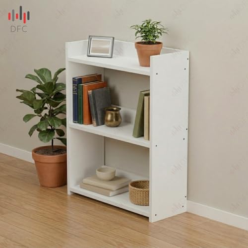 Image of DFC Element Crysta Shelf for Home, Living Room & Bedroom | Engineered Wood Storage Shelf with Open Display Design | Space Saving Organizer for Books, Decor & Daily Essentials (Classic White, 3 Level)