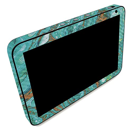 Image of MightySkins Carbon Fiber Skin Compatible with Amazon Echo Show 8 (Gen 2) - Turquoise Ripple | Protective, Durable Textured Carbon Fiber Finish | Easy to Apply