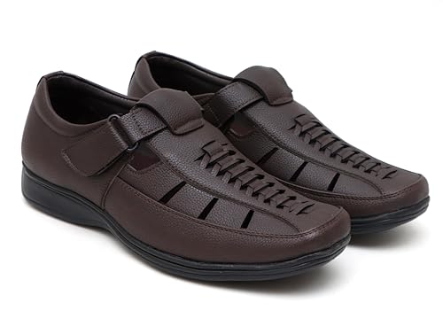 Image of Faux Leather Sandals for Men | Closed Fisherman Sandal