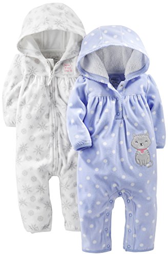 Image of Simple Joys by Carter's girls 2-pack Fleece Hooded Jumpsuits