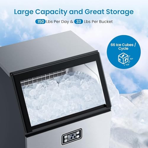 Image of GarveeHome Ice Maker Machine, Stainless Steel Under Counter 200 LB /24h Commercial Ice Maker with 55 LBS Storage Capacity, 90 Ice Cubes for Home, Bar, Restaurant, Outdoor Activities