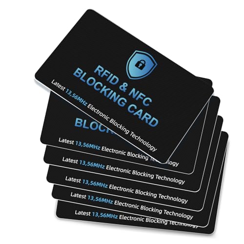 Updated Version-6 Pack RFID Blocking Cards Premium Contactless NFC Debit Credit Card Passport Protector Blocker Set for Men & Women, Smart Slim Design Perfectly fits in Wallet/Purse (6)