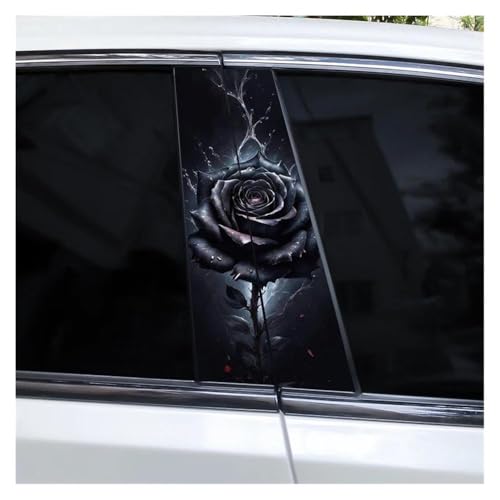 2pcs Flame Red Rose Car B-Pillar Sticker Waterproof Car Door