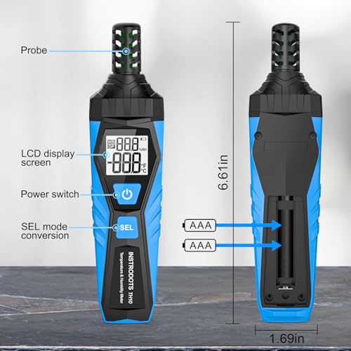 Image of Temperature Humidity Meter - Handheld Thermometer Hygrometer with Ambient, Dew Point, Wet Bulb, High Precision Wet Bulb Thermometer, Dual Display Temperature & Humidity with LCD Backlight