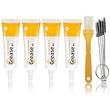 4 Stück Mehrzweckfett Schmierfett + 6 Stück Bürste, 3D Drucker Schmierfett, Lagerfett, Silikonfett Lebensmittelecht, Maschinenschmiermittel, Getriebefett, Maschinenfett, Reißverschlussfett