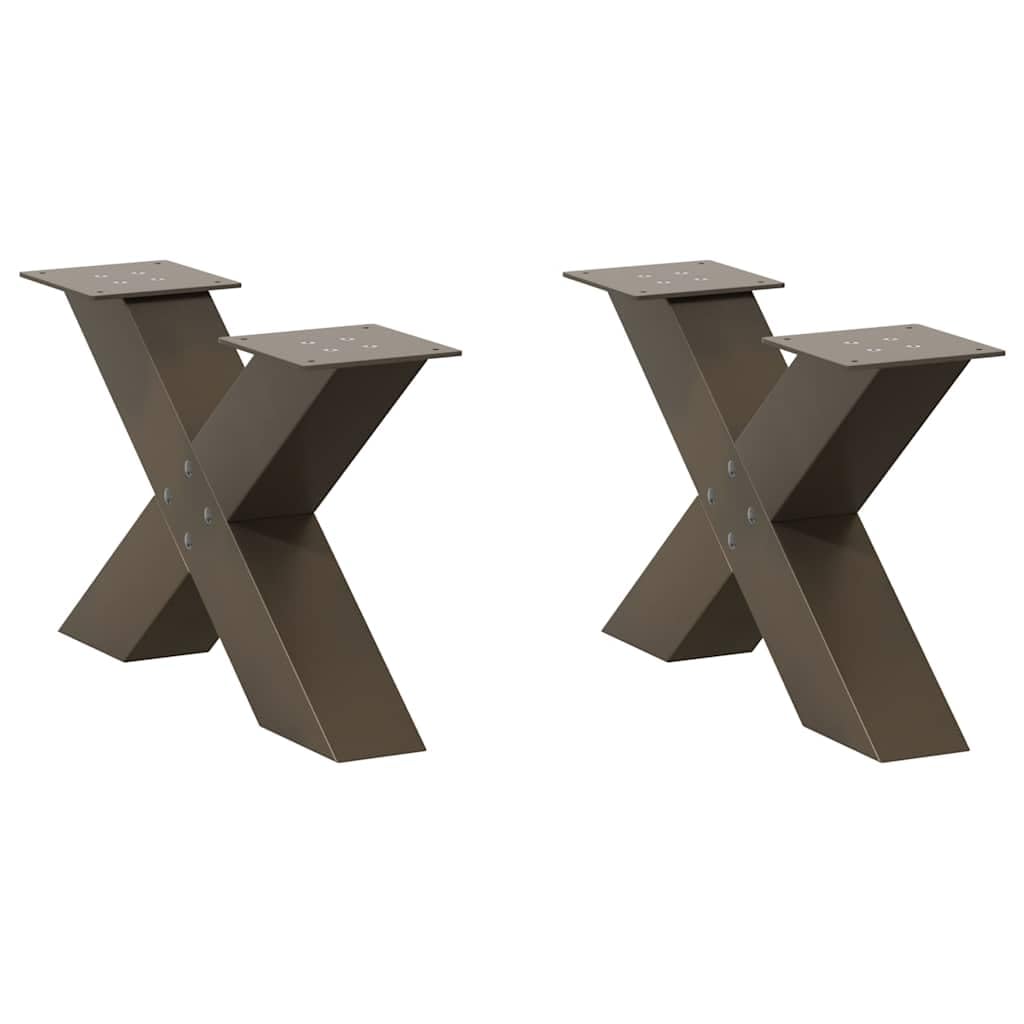 Gambe per tavolo centrale, forma a X, in acciaio, 50 cm, set da 2 pezzi