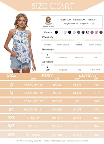 Image of Women Halter Tank Top with Built in Bra Flowy Sleevless Padded Camisole Loose Fit Summer Shirt Top S-3XL