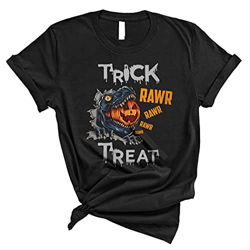 Trick Rawr Treat Funny Halloween Costume T-Rex Dinosaur Trick Or Treat Pumpkin Lover Gifts Unisex T-Shirt