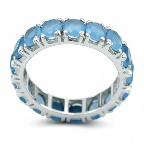 Image of 55Carat Choose Your Color Natural Gemstone Sterling Silver Band Ring Birthstone Friendship Love Size 5-13