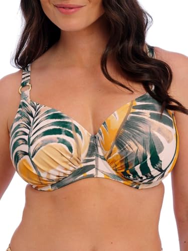 Image of Fantasie Swim Women's Maya Bay Underwire Gathered Full Cup Bikini Top, Warm Sunset, 36H US