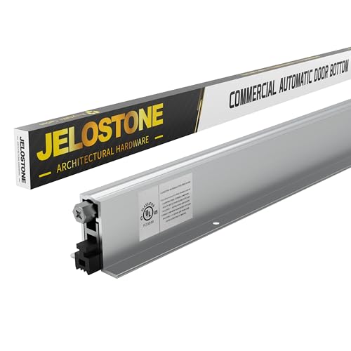JELOSTONE 36 Commercial Automatic Door Bottom Mill Finish 9/16 W x 1-3/8H Aluminum Automatic Door Bottom Full Mortise with Neoprene Insert JS-4111RL