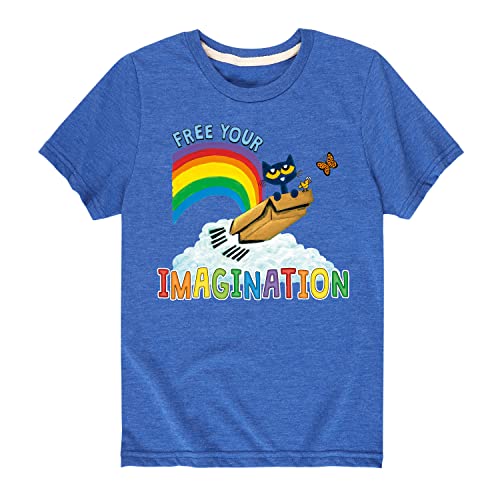 Pete the Cat - Flying Box Free Your Imagination - Toddler and Youth Short Sleeve Graphic T-Shirt - Size 3T Royal Blue