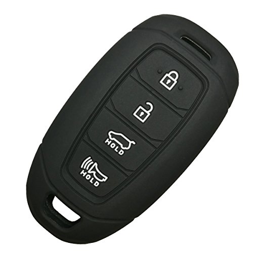 Coolbestda Rubber 4 Buttons Key Fob Cover Remote Case Keyless Protector Skin Jacket for 2019 2020 2021 2022 2023 Hyundai Kona Santa Fe Elantra GT Veloster Accent Venue