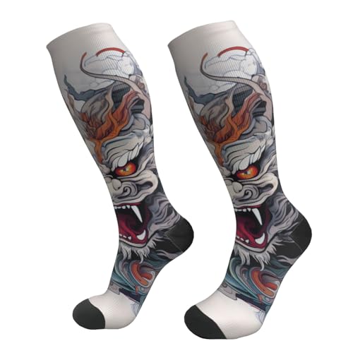 Dragon Head Tattoo Compression Socks Women And Men For Nurses Travel Pregnancy Recovery Running Athletic