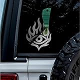 (2 Pcs Metallic Silver 4.8'' x 6.3'') - No Background - Waterproof of Tool Flaming Eye Rock Band Sticker Decal for Laptops, Water Bottles, Cars, Trucks, Wall Ideal Gift - 925VER1h69052SI